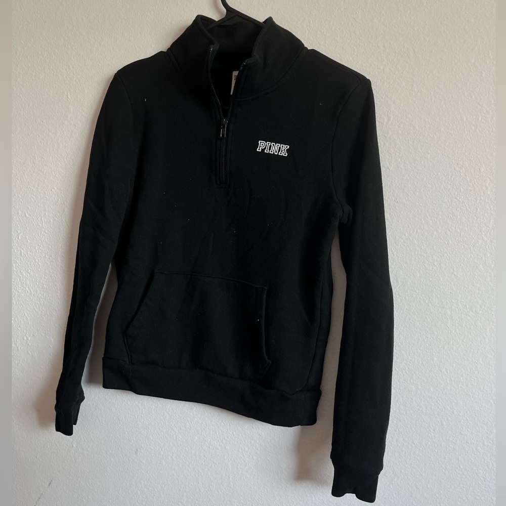 pink 1/4 zip sweater